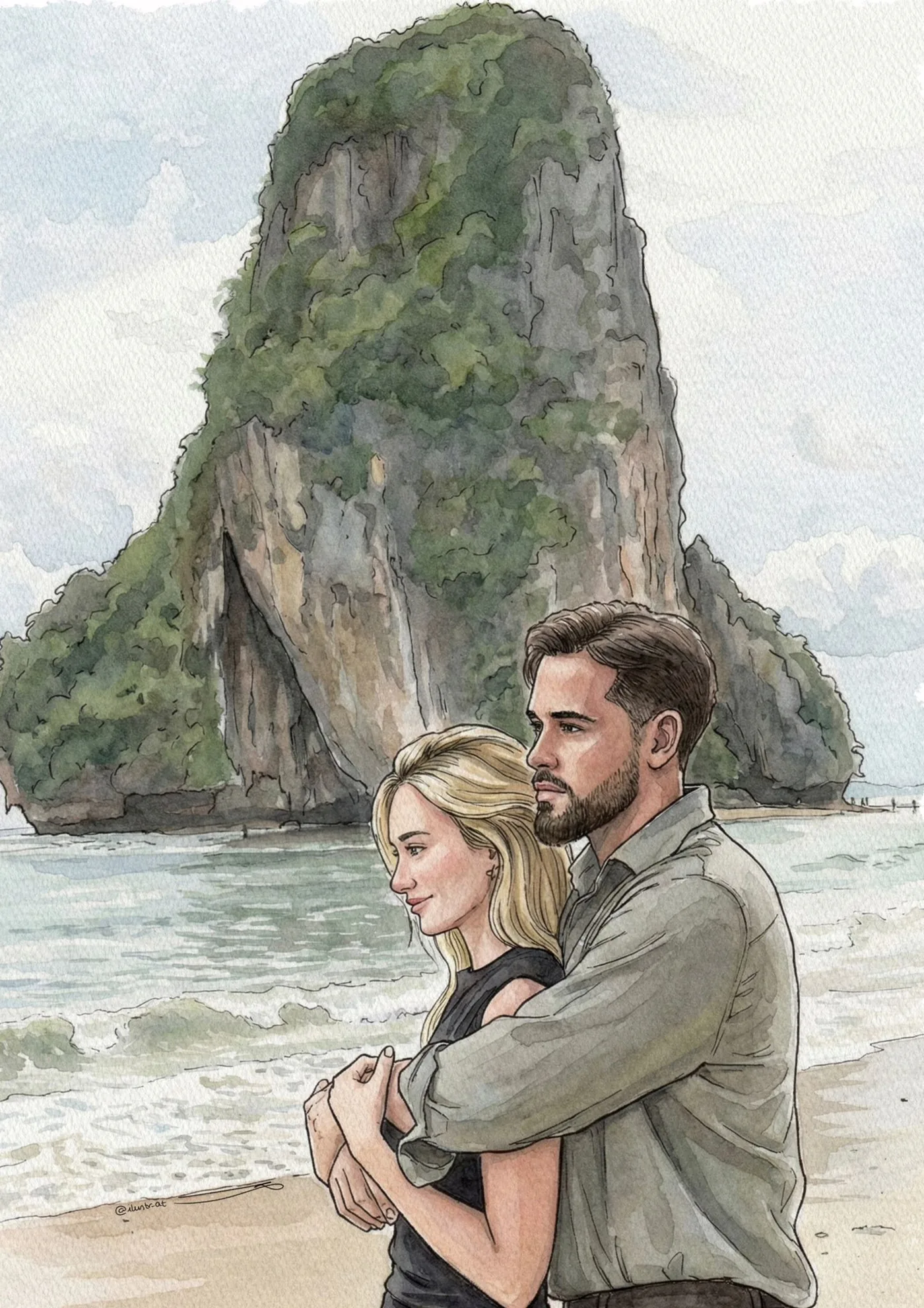 Ejemplo de ilustración personalizada a partir de foto en estilo acuarela digital